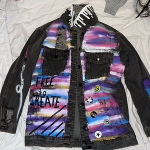 Custom handmade wren and glory denim jacket (Art themed)